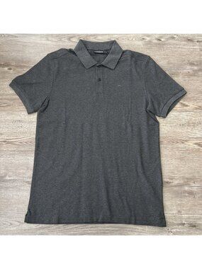 NWT J.Lindeberg Troy Polo Shirt Mens Large Dark Gray Melange Pique Golf
